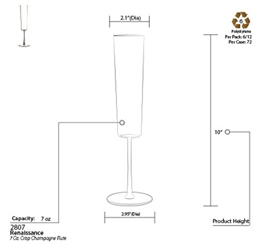 Juego de 6 copas de vino con diseño moderno y elegante, de plástico pesado, de gran peso, vidrio, Champagne Flutes