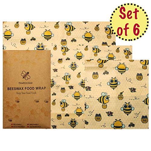 Juego de 6 envoltorios de cera de abeja | Envoltura sandwich | Ecológico, Orgánico, Biodegradable, Lavable, Reutilizable | Bocadillo grande