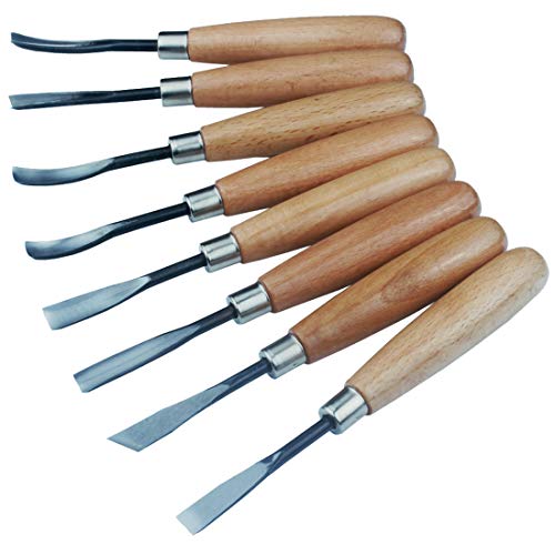 Juego de 8 herramientas para tallar madera, para manualidades, carpintería, esculturas, de acero al carbono