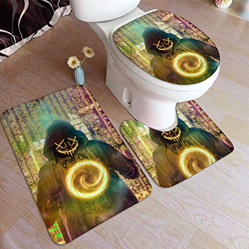 Juego de alfombrillas de baño de 3 piezas de franela antideslizante con respaldo para baño, dormitorio, cocina, Youtuber (80 x 49,5 cm)