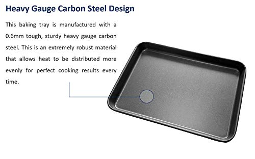 Juego de bandeja de horno de acero al carbono de 40 cm, bandeja de horno antiadherente, revestimiento de TeflonTM, apto para lavavajillas y fácil de limpiar