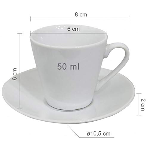 Juego de Café Barista Classic 12 Piezas 6 Tazas y 6 Platos de Porcelana Blanca. Servicio de Café para 6 Personas. Hogar y mas