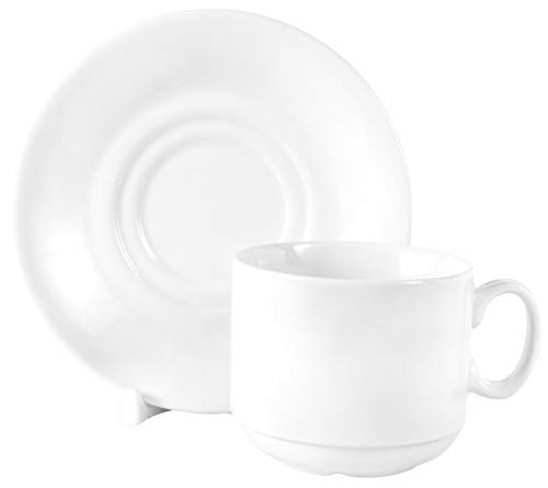 Juego de café de 12 piezas de 6 tazas de 220 mililitros y 6 platillos de auténtica porcelana vajilla para la gastronomía y el hogar