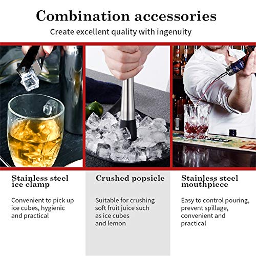 Juego de Coctelera 9pcs Herramientas de Barra de Cóctel de Acero Inoxidable, Profesional Coctelera Kit de 750ml, Cocktail Shaker Boston Set para Bar