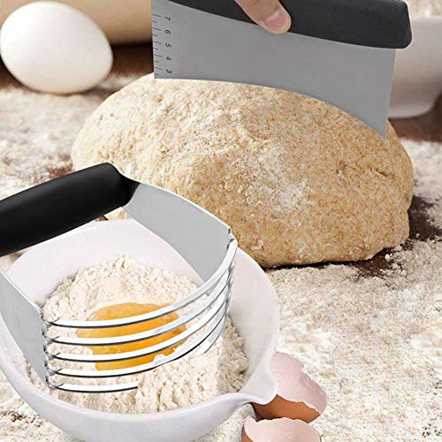 Juego de cortadores de pastelería Raspador de pasteles de acero inoxidable, licuadora de masa y juego de cortadores de galletas para herramientas de masa para hornear de cocina con cepillo 3Pcs / Set