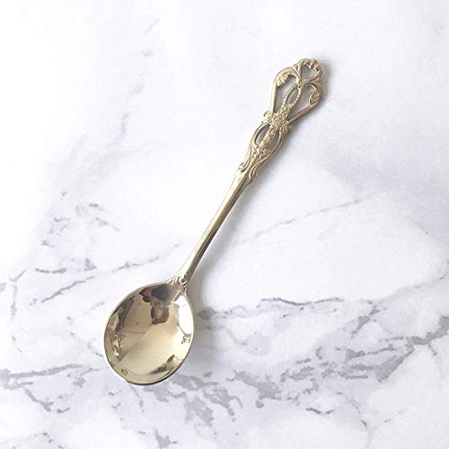 Juego de cubiertos con cuchara y tenedor para tartas, diseño vintage Royal dorado