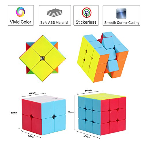 Juego de Cubos de Velocidad, Cubo mágico Esmerilado, 2 x 2 x 2, 3 x 3 x 3 cm, no se atasca, de Roxenda.