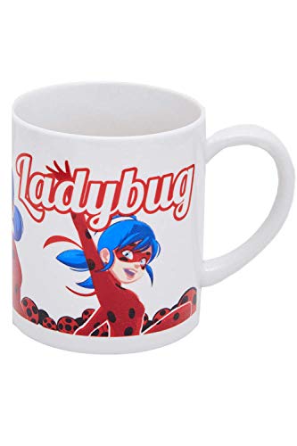 Juego de Desayuno Infantil Milagroso Ladybug de 3 Piezas Que Consta de Plato, Taza y tazón de Cereal de cerámica, lavavajillas y microondas, Ladybug en París con la Torre Eiffel