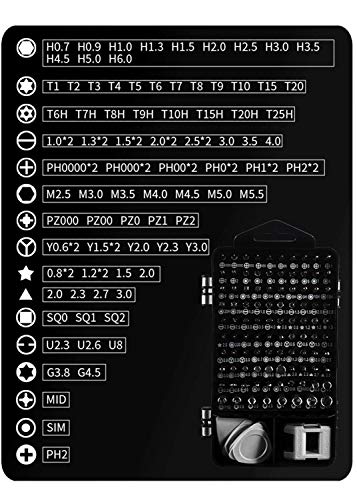 Juego de Destornilladores de Precisión,117 en 1 Herramientas Kit de Desmontar de Reparación para iPhones,PC,Smartphone,Cámara,Reloj,Gafas y otros aparatos electrónicos