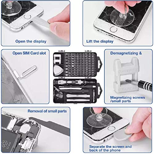 Juego de Destornilladores de Precisión,117 en 1 Herramientas Kit de Desmontar de Reparación para iPhones,PC,Smartphone,Cámara,Reloj,Gafas y otros aparatos electrónicos