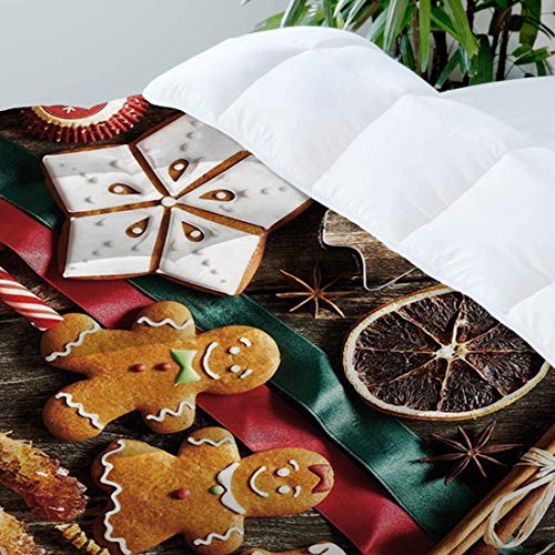 Juego de funda nórdica (150 x 200 cm) con 2 fundas de almohada Hombre de jengibre Ropa de cama con impresión digital Deliciosas galletas caseras Frutas secas y herramientas de panadería Festivo Rústic