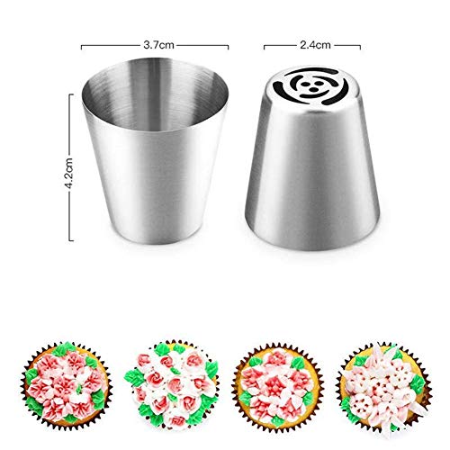 Juego de puntas de tuberías rusas 14 piezas Kit de suministros para decoración de pasteles Puntas de formación de hielo Boquillas de formación de hielo Suministros para hornear