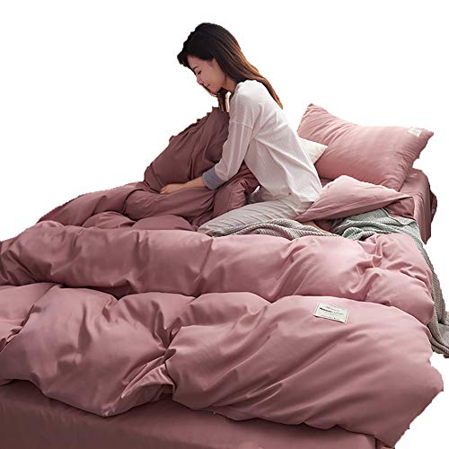 Juego de ropa de cama de color puro, moderno breve juego de funda de edredón para cama individual híbrida, juego de sábanas de 4 piezas textiles para el hogar, Almidón de raíz de loto., 150*200cm