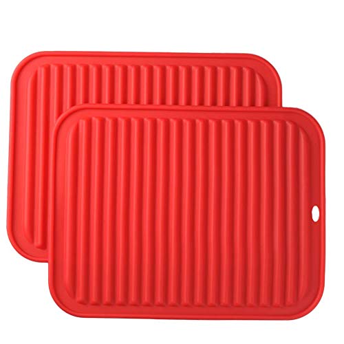 Juego de salvamanteles de silicona de 22,86 x 30,48 cm, tamaño grande, multiusos, resistente al agua, antideslizante, flexible, duradero, apto para lavavajillas, color rojo