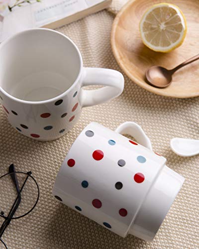 Juego de tazas de porcelana – Juego de tazas apilables de 325 ml con soporte de cromo para café, té, cacao