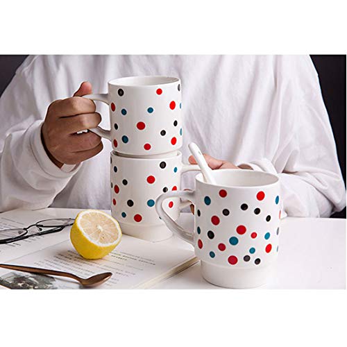 Juego de tazas de porcelana – Juego de tazas apilables de 325 ml con soporte de cromo para café, té, cacao