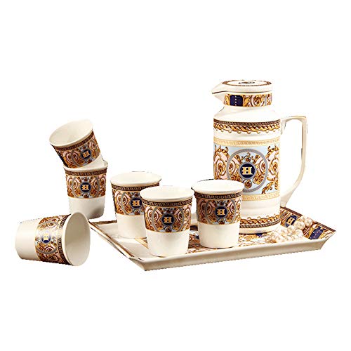 Juego de tazas de té hervidor de porcelana, juego de té de taza de café juego de taza y plato de tetera de viento de corte, regalo de boda para el día de Navidad en movimiento