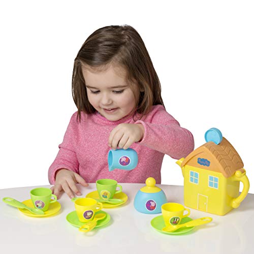 Juego de té Peppa Pig House | Incluye Tetera, Jarra, tazón, platillos y más | Divertido Juego de té para niños pequeños y niñas a Partir de 3 años