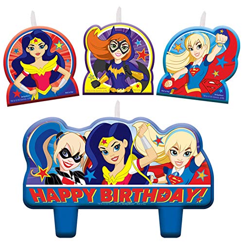 Juego de velas de cumpleaños para niñas superhéroes de DC Comics