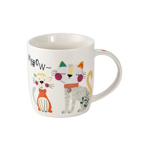 Juego Tazas de Café, Tazas Desayuno Originales de Té Café, Porcelana con Diseño de Lindo Gato, 4 Piezas - Regalos para Amantes de los Gatos Mujeres y Hombres