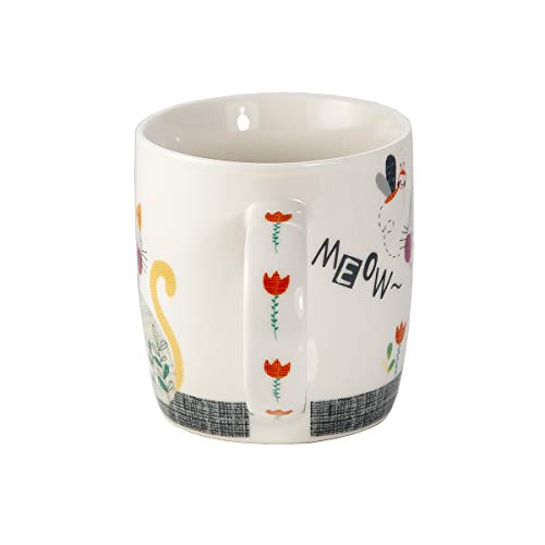 Juego Tazas de Café, Tazas Desayuno Originales de Té Café, Porcelana con Diseño de Lindo Gato, 4 Piezas - Regalos para Amantes de los Gatos Mujeres y Hombres