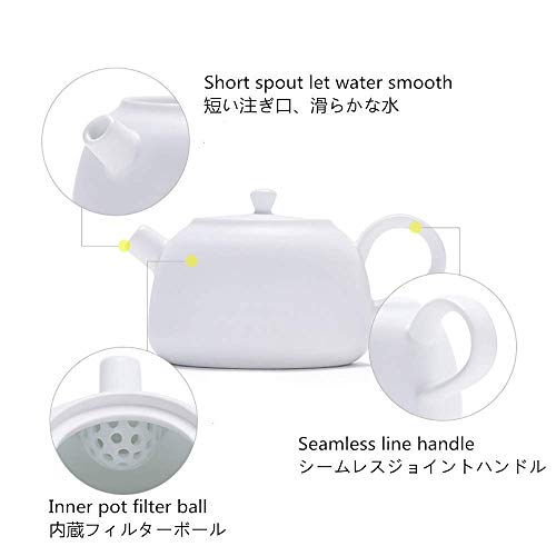 Juegos de té Minimalismo Estilo japonés Olla Cuatro Tazas Juego de té Estilo nórdico Juego de té Moderno para el hogar Cerámica Blanca Pura Clásico Fácil de Llevar para el hogar