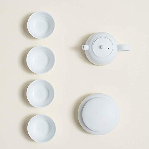 Juegos de té Minimalismo Estilo japonés Olla Cuatro Tazas Juego de té Estilo nórdico Juego de té Moderno para el hogar Cerámica Blanca Pura Clásico Fácil de Llevar para el hogar