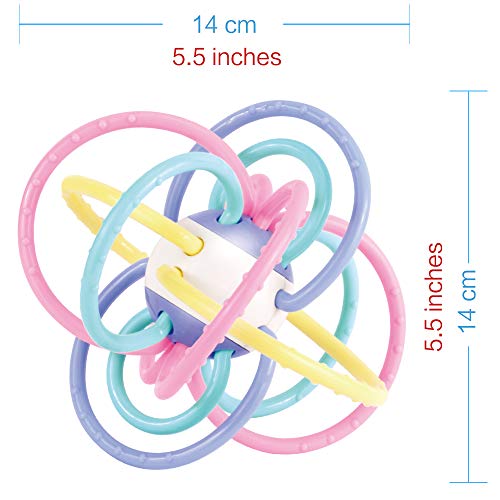 Juguete Mordedor Para Bebés de +0 Meses a 1 año Bebé Recién Nacido Aro Mordedor Con Sonajero Pelota Sensorial
