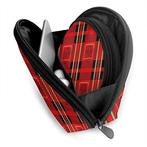 JUKIL Tartan Plaid Seamless Pattern Color Rojo y Negro Bolsas de cosméticos de Viaje para Mujer Bolsa de Embrague de Maquillaje a Prueba de Agua de 2 Piezas Bolsa de cosméticos y artículos de tocador