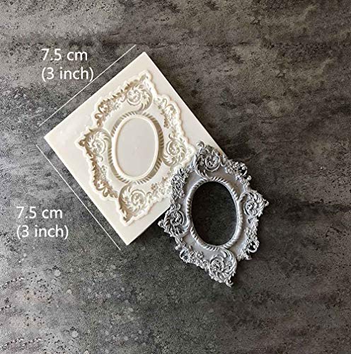 Juland 6 PCS Silicona Molde de Pastel de Fondant Estilo Barroco Retro del Marco de la Foto para Sugarcraft, Cupcake Topper, joyería, Arcilla polimérica, proyectos de artesanía - Gris