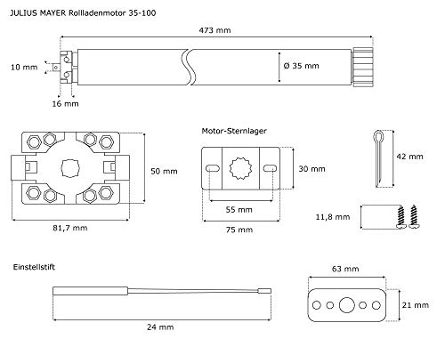 JULIUS MAYER Motor tubular electromecánico JM35-100 / Motor para persianas