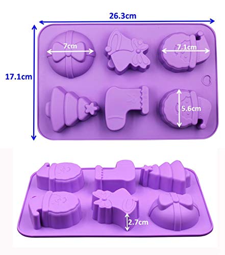 JUNGEN 2 Pcs Molde para Navidad Moldes de Silicona para Magdalenas, Jabón Hecho a Mano, Galletas, Chocolate, Hielo, Pasteles (color al azar)