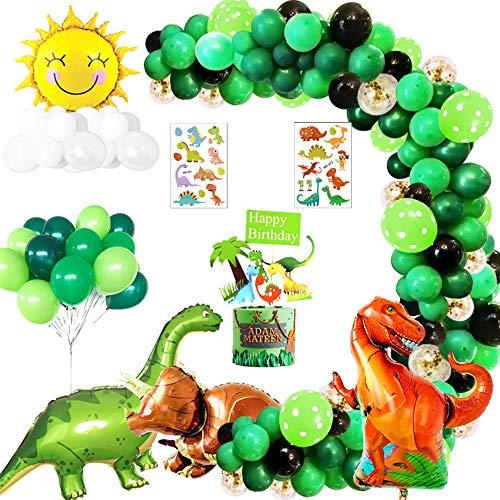 Jungle Dinosaur Globos Cumpleaños de Niños,Cumpleaños Decoraciones Torta de Dinosaurio Grande para Niño Cumpleaños Baby Shower Decoración