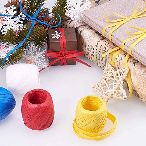 JUNICON - 15 Cuerdas de Papel de Rafia de Navidad para Festivales, Navidad, día de San Valentín, Manualidades, Papel de Regalo y decoración, Rollo de 20 m