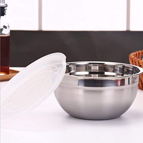 JUNSHUO Cuencos para Mezclado de Acero Inoxidable Set de 5 Boles de Cocina con Tapa 1L, 1.5L, 2L, 2,5L，3L, Tazon Mezclador Cuencos,apilable para un Almacenamiento mínimo,cocina de utensilios