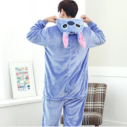 JunYito Pijama Pikachu Animale Disfraz Stitch Traje Niños Niña Adulto Mujer Invierno Kigurumi Unicornio Cosplay Halloween y Navidad (S, Stitch Adultos)