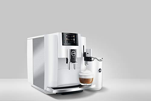 JURA E8 PianoWhite - Cafetera (Independiente, Máquina espresso, 1,9 L, Molinillo integrado, 1450 W, Negro, Plata, Blanco)