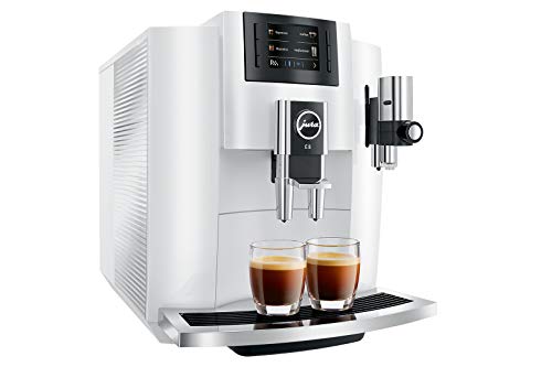 JURA E8 PianoWhite - Cafetera (Independiente, Máquina espresso, 1,9 L, Molinillo integrado, 1450 W, Negro, Plata, Blanco)