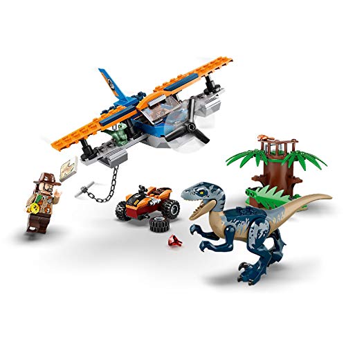 Jurassic World 4+  Velocirraptor: Misión de Rescate en Biplano Juguetes de Dinosaurios para Niños de Prescolar, multicolor (Lego ES 75942)