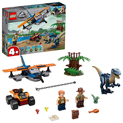 Jurassic World 4+  Velocirraptor: Misión de Rescate en Biplano Juguetes de Dinosaurios para Niños de Prescolar, multicolor (Lego ES 75942)