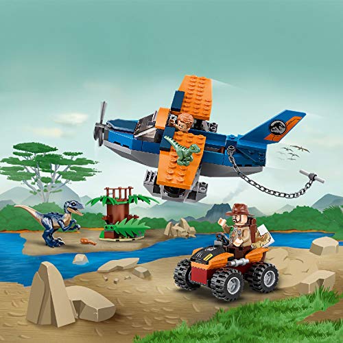 Jurassic World 4+  Velocirraptor: Misión de Rescate en Biplano Juguetes de Dinosaurios para Niños de Prescolar, multicolor (Lego ES 75942)