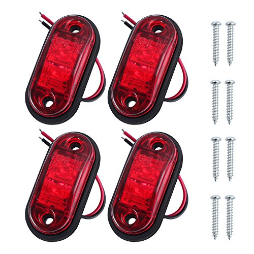 Justech 4 Piezas Luces de Señal Laterales LED Lámpara de Coche Luces Delateras y Traseras Faro Universal Coche de 12V 24V con Las Bombillas Blacas para Remolque Camión Van Caravan Lorry Coche Autobús