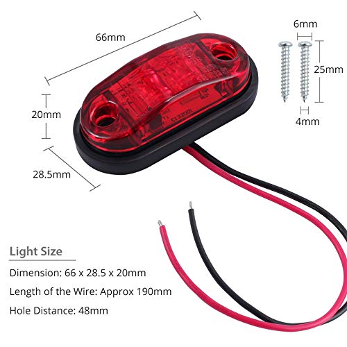 Justech 4 Piezas Luces de Señal Laterales LED Lámpara de Coche Luces Delateras y Traseras Faro Universal Coche de 12V 24V con Las Bombillas Blacas para Remolque Camión Van Caravan Lorry Coche Autobús