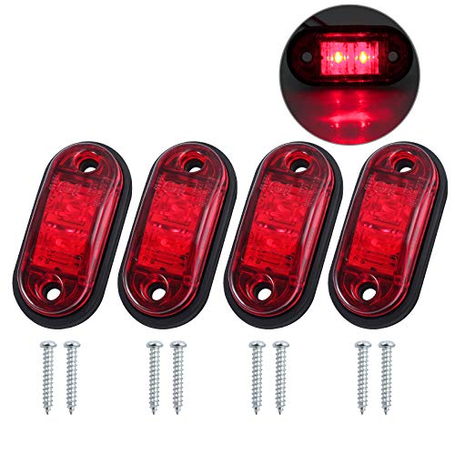 Justech 4 Piezas Luces de Señal Laterales LED Lámpara de Coche Luces Delateras y Traseras Faro Universal Coche de 12V 24V con Las Bombillas Blacas para Remolque Camión Van Caravan Lorry Coche Autobús