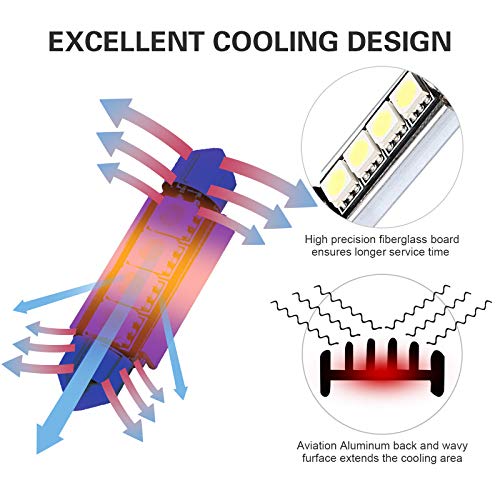 Justech Kit de Bombillas LED Luz de Coche Interior Para el Interior del Automóvil Mapa de la Cúpula Puerta Placa de Cortesía Luces Festón C5W T10 168 194 2825 Xenón Blanco