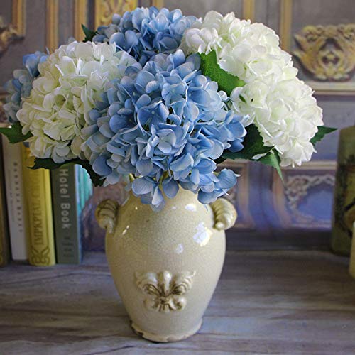 JUSTIDEA Flores Artificiales Hortensia Flor Falsa Ramo de Flores Azul para Decoración de Boda Hogar (10 Piezas)