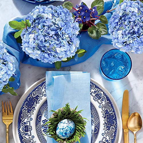 JUSTIDEA Flores Artificiales Hortensia Flor Falsa Ramo de Flores Azul para Decoración de Boda Hogar (10 Piezas)