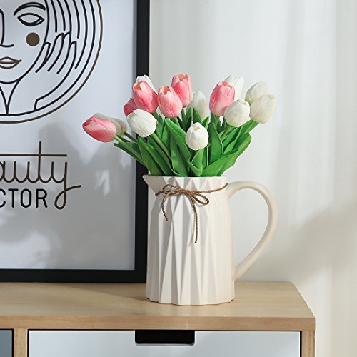 JUSTOYOU Tulipán, Toque Real, 33 cm de Largo, Flores Artificiales Decorativas para Ramos de Boda, hogar, Hotel, jardín, Actividades de Navidad, Regalos, Telas, rosa-10