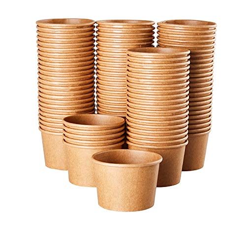 Juvale Papel Kraft Helado Copas - 100-count Desechables de 8 onzas Postre Cuencos de Comida fría o Caliente, artículos de Fiesta Copas Placer para Helado, Yogurt, Sopa, Brown