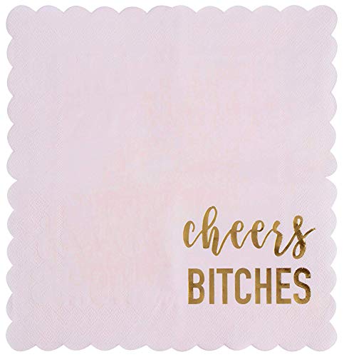 Juvale Servilletas de papel desechables Bachelorette Party, paquete de 50 servilletas de papel con bordes festoneados, 3 capas, color rosa claro, 12,7 x 12,7 cm